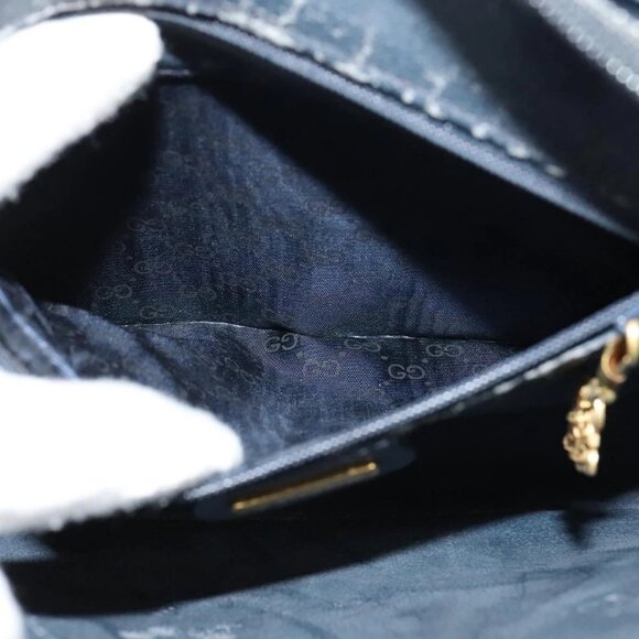GUCCI Micro GG Supreme Shoulder Bag PVC Navy Gold 001 256 1308 Auth ep10887 - Picture 11 of 16